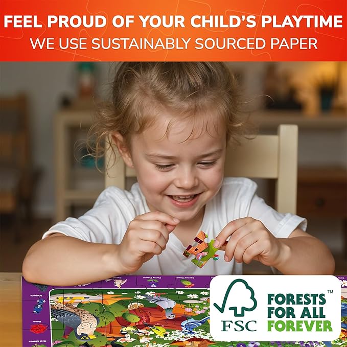 QUOKKA Puzzles for Kids Ages 6-8 - Toddler Puzzles 4-6 - 4-Pack 60 Piece Search and Find Animals and Bugs Jigsaw Puzzle 5-8 - Learning Toys for 3 yo Boys and Girls - Educational Games Gift Version II