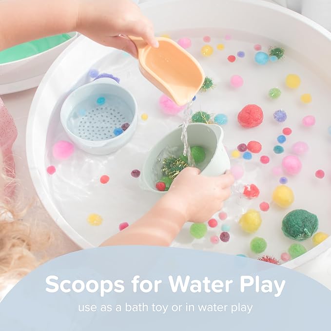 Inspire My Play - 4 x Mini Silicone Scoops - Perfect for Sensory PlayTray - Sensory Bin Accessories - Special Education Classroom Supplies - Montessori Education Toys - Multi-Purpose Shovel - Natural