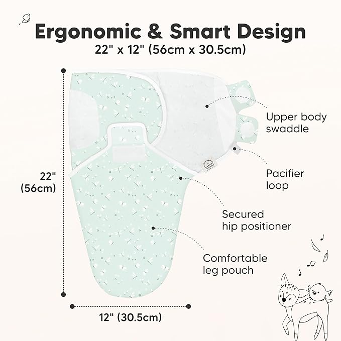 3-Pack Organic Baby Swaddle Sleep Sacks - Swaddles for Newborns, Infant 0-3 Months, Baby Girls, Boys, Soft & Snug Newborn Sleep Sack, Nursery Swaddling Blankets (Garden)