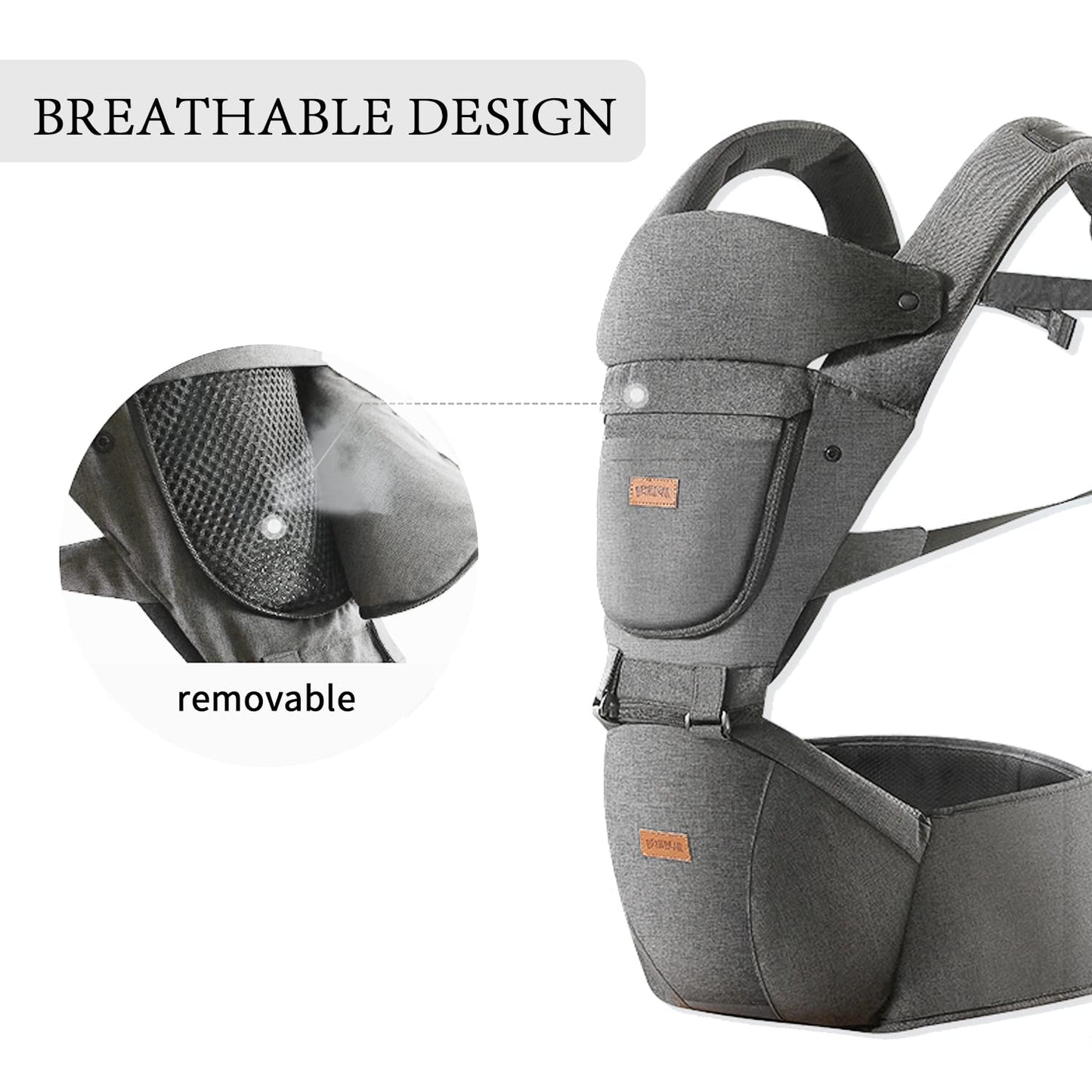 Baby Carrier with Hip Seat, Baby Carrier Newborn to Toddler, 6-in-1 Ways to Carry, All Seasons, Adjustable Baby Holder Carrier for Breastfeeding(Grey)