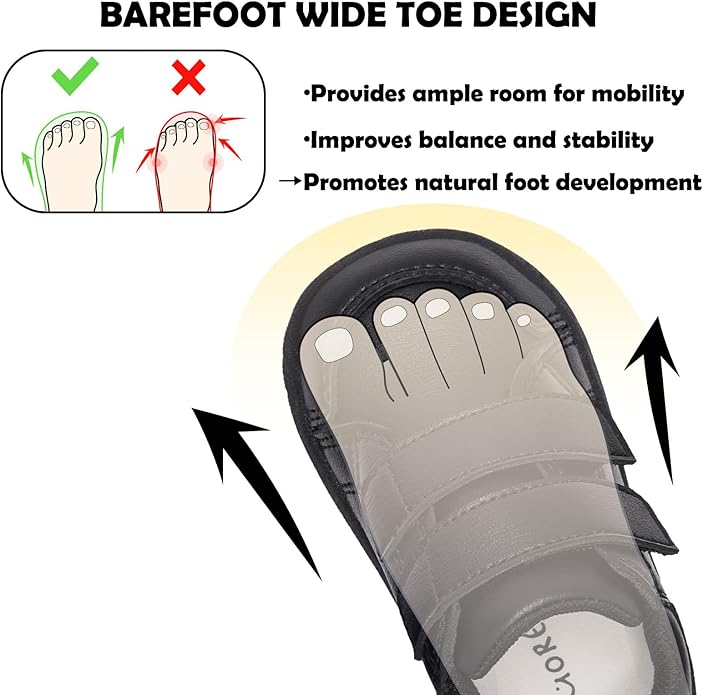 MORENDL Wide Toe Box Shoes Toddler Barefoot Shoes Baby Walking Shoe Boy Girl Non-Slip Zero Drop Minimalist Sneakers Comfort Tennis Outdoor Activities