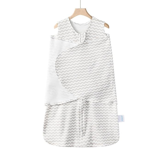 Swaddle-Blanket Baby Girl & Boy Swaddles Newborn Infant Transition 100% Cotton Wrap Blankets, 3-Way Adjustable Wearable Blanket, TOG 1.0 (Gray Stripes, 3-6 Month)