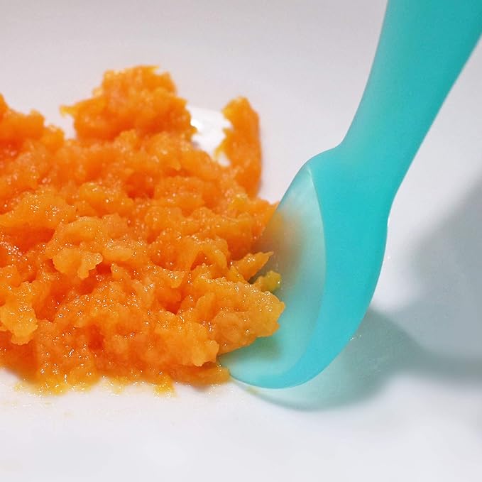 ChooMee Silicone Baby Spoons | 4 Months +, First Stage Baby Led Weaning and Self Feeding | Soft Spoon with Firm Handle | Designed in USA, BPA Free, Premium grade Platinum Silicone | 2 CT