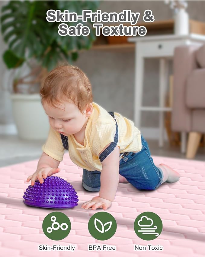 Premium Foam Baby Play Mat 50" x 50" with Removable Cover, Extra Thick Padding Playpen Mat, Non-Slip Floor Mat, Stylish & Easy to Clean for Crawling Baby, Infants & Toddlers, Pink