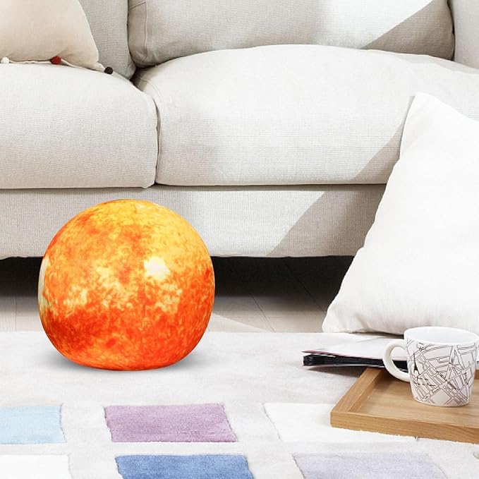 Ultra-ealistic 3D Planet,Moon,Earth,The Sun,Pillow Plush Toys,for Kids Teens Adults, for Teachers and Parents, Educational Toy Learning, 10.6 in (The Sun)