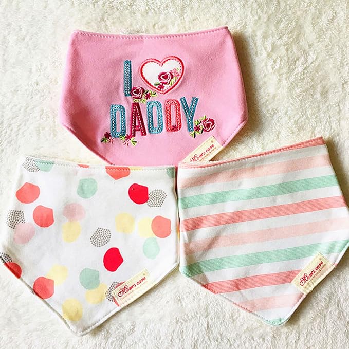 Baby Dribble Bib, Toddler Bandana Bib 3 Packs Super Absorbent Cotton Feeding Bibs