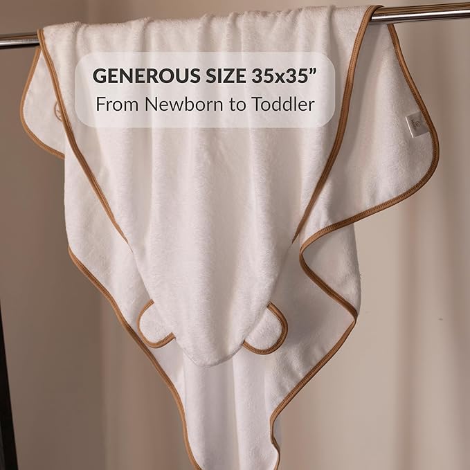 Premium Hooded Baby Towel - Super Soft & Absorbent, 100% Rayon from Bamboo, 35x35 in, Perfect for Newborn, Baby, Toddler, Infant, Bath