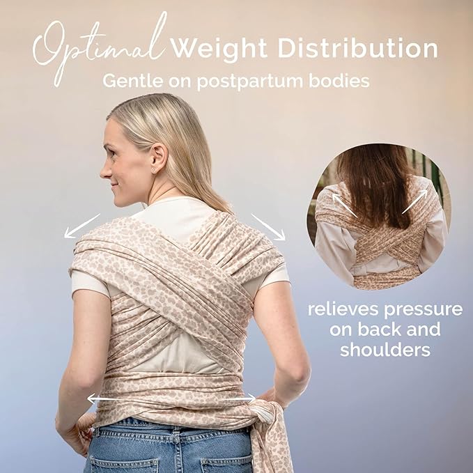 Boba Baby Wrap Carrier – Original Baby Sling Carrier for Newborns (7–35 lbs), Soft, Secure, Hands-Free & Ergonomic, Ideal for Comfortable Bonding, New Parents (Sand Leopard)