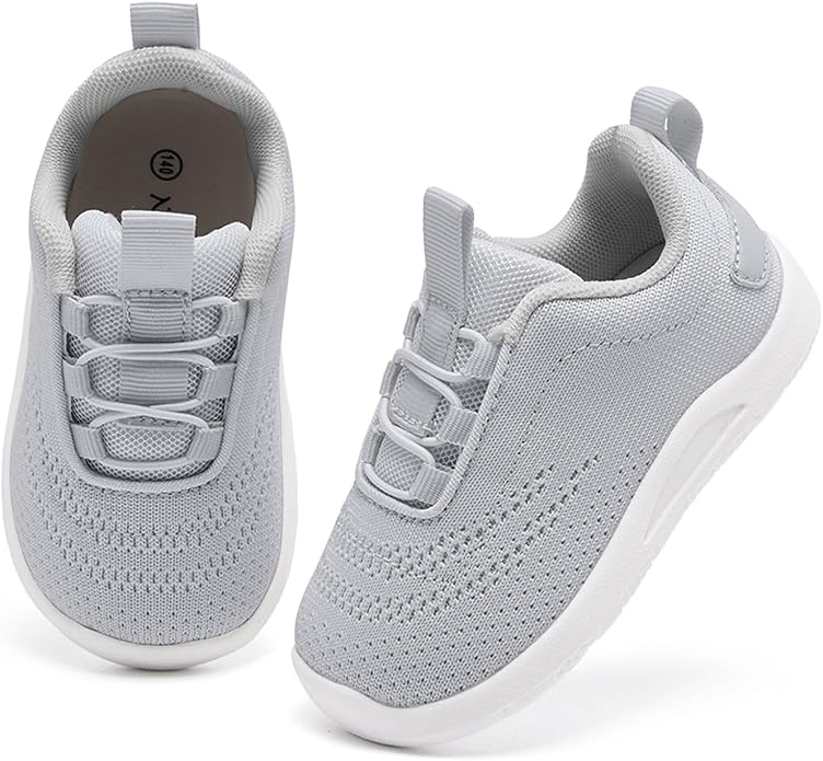 MORENDL Toddler Slip On Sneakers Baby Walking Shoes Non-Slip Breathable Unisex Pink Mesh Lace-Up Athletic Sneakers Infant Running Shoes