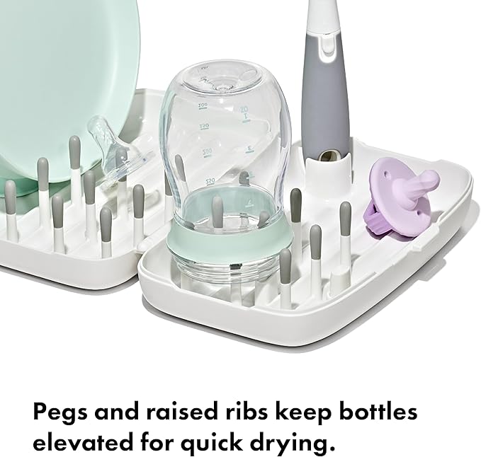 OXO Tot Travel Size Drying Rack with Bottle Brush- Gray