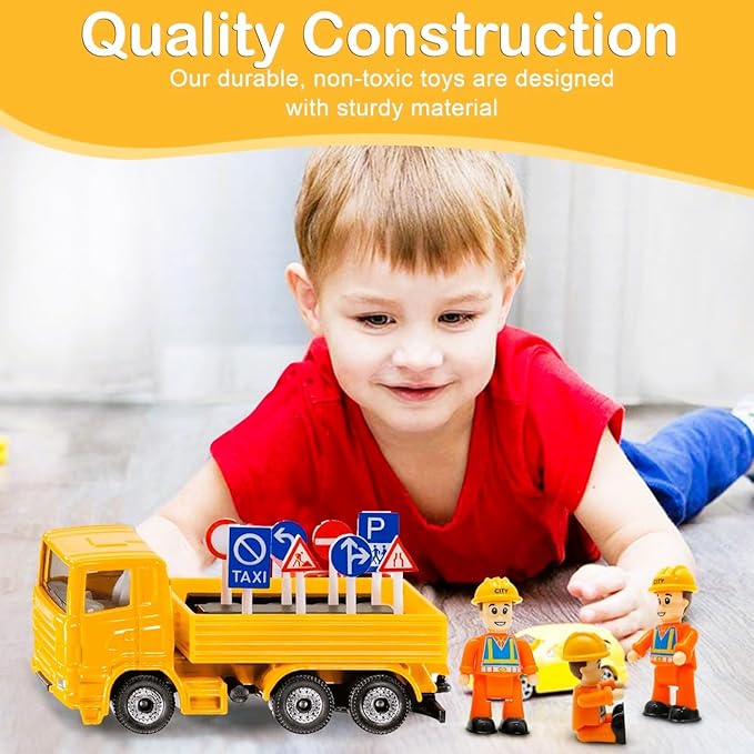 FUNERICA Construction Workers Toy Figurines - Miniature People Figures - 4-Pack