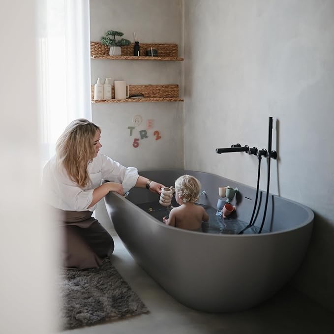 mushie Baby Bath Rinse Cup | 100% Food Grade Silicone | Shampoo & Body Washing Rinser Cup for Kids (Rose)