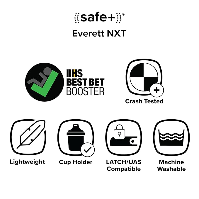 Diono Everett NXT High Back Booster Car Seat with Rigid Latch, Lightweight Slim Fit Design, 8 Years 1 Booster Seat, Pink Cotton Candy