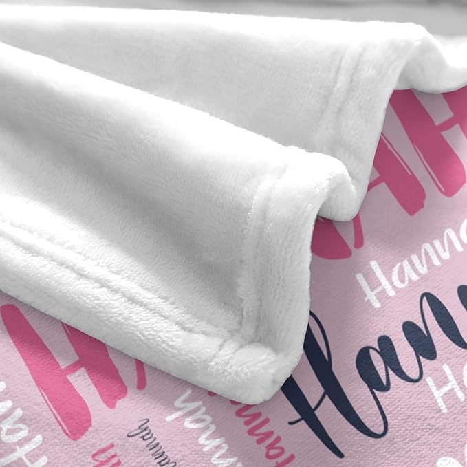 Personalized Custom Baby Blanket with Name for Girls Boys Kids Customized Flannel Blanket for Bed Nursery Room Baby Stroller