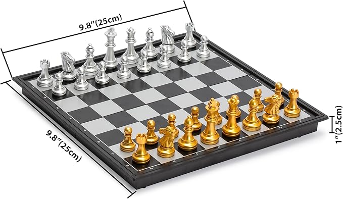Yellow Mountain Imports Travel Magnetic Chess Set (9.8-Inch) - Folding and Portable Board Game