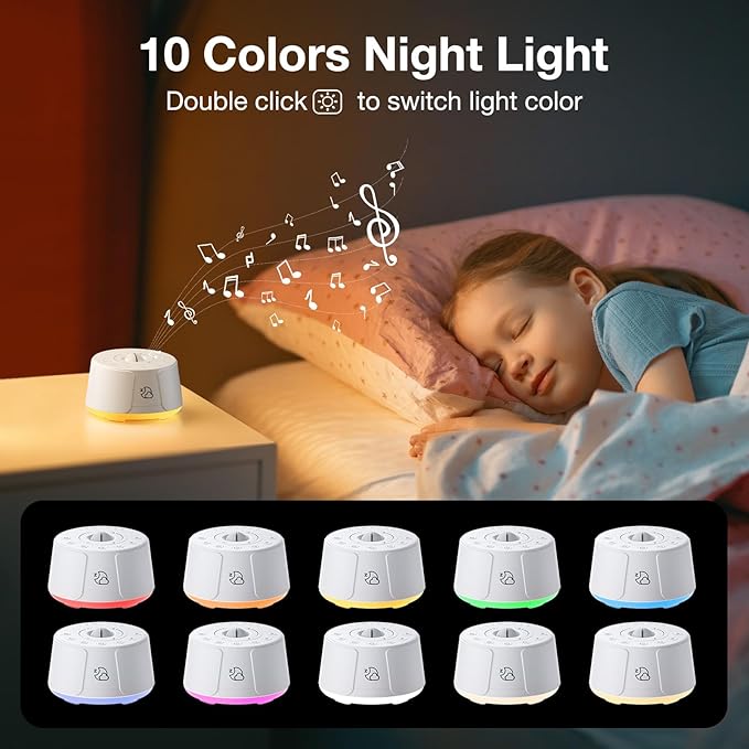 Sound Machine LEICEX White Noise Machine - 30 Soothing Sounds, 10 Colors Night Light, Rechargeable Battery- Travel Portable Sound Machine for Sleep Baby Adults, Perfect Sleeping Companion