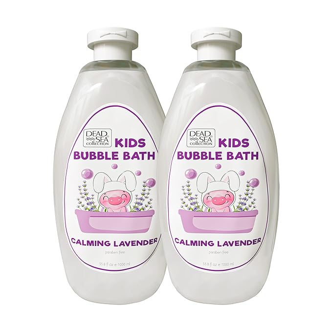 Dead Sea Collection Bubble Bath Kids with Lavender - Cleansing and Moisturizing Liquid Bath Bubbles - Lavender Oil and Pure Dead Sea Minerals - Pack of 2 Large Bottles (67.6 fl.oz)