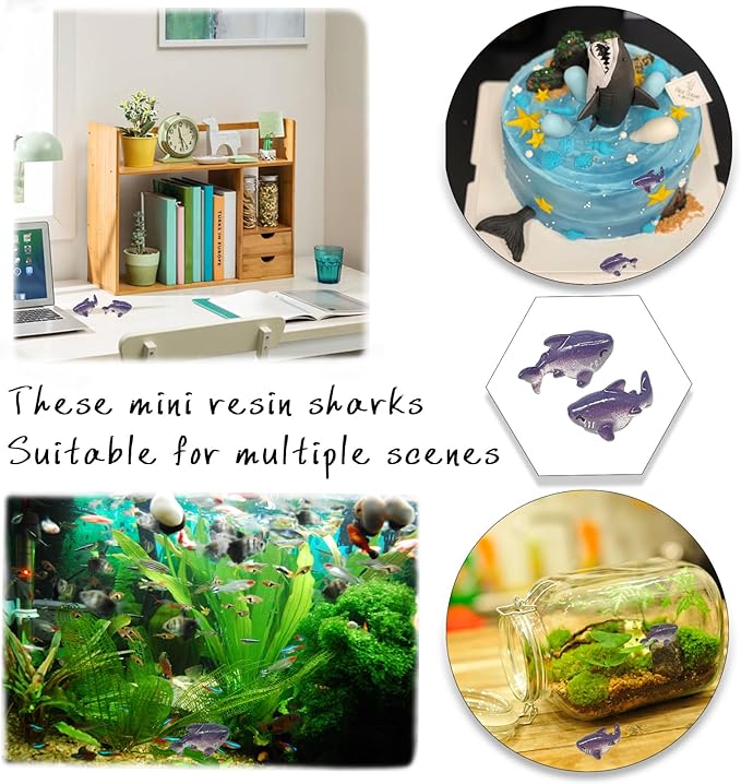 30Pcs Resin Shark, Mini Shark Statue, Tiny Shark Figurines, Miniature Shark,Mini tures Shark Aquarium Ornament for Fairy Garden Succulent Planter Moss Landscape