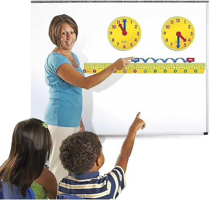 Learning Resources Magnetic Elapsed Time Set, Telling Time, Clock for Kids, Classroom Supplies, Set of 2