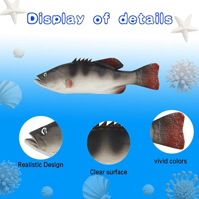 10 Pcs Realistic Fake Fish 6 Types Lifelike Stuffed Artificial Fish Models Rubber Fishs for Photography Props, Party Favor Display, Kitchen Decor