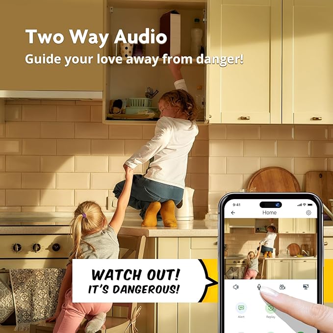 2K Pan/Tilt Indoor WiFi Security Camera with Motion Detection & Auto Tracking, Night Vision, 2-Way Audio, Siren, SD/Cloud Storage (1, Black)
