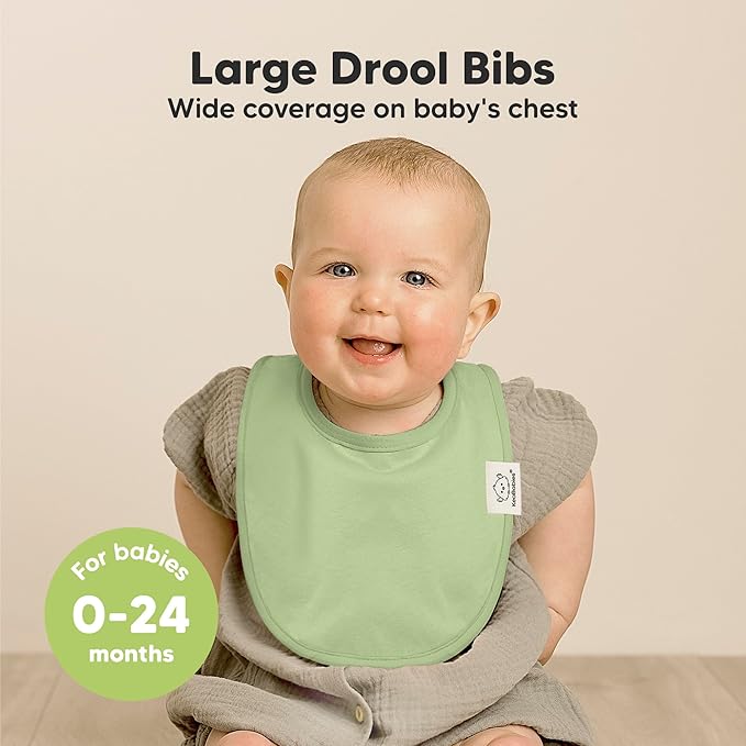 8-Pack Organic Baby Bibs for Boys, Girls - Soft Cotton Drooling and Teething Bibs for Baby Girl & Boy, Extra Absorbent, Easy to Clean & Put On for Toddler, Newborn, Infant 0-24 Months(Dew)