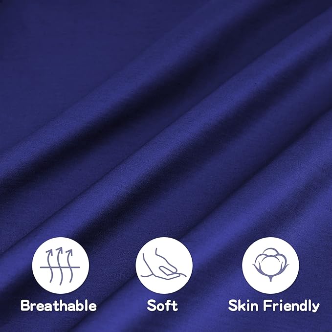 Soft Organic Cotton Toddler Pillowcases 14 X 20 Inches, Fit 13 X 18, 14 X 19 Pillows, Smooth Pearl Cotton Baby Pillowcases with Envelope Closure, Pink and Navy Blue, Set of 2