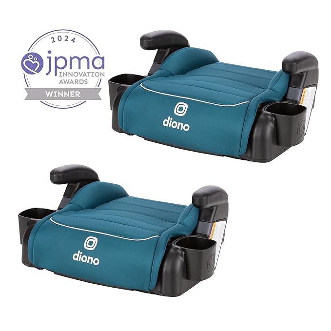 Diono Connect3 R Backless Booster Pack of 2, Slim Fit 3-Across in Many Mid-Sized Sedans and SUVs, for Children from 40-120 lbs., Lightweight with Cupholder, Blue Razz Ice