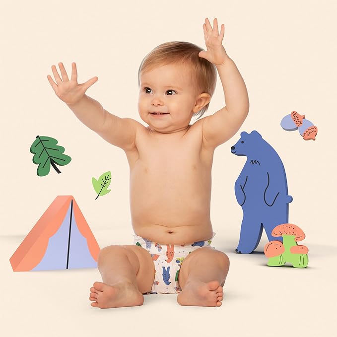 Hello Bello Premium Diapers Size 2, Happy Camper & Live Leaf Love Designs, 74ct Club Box