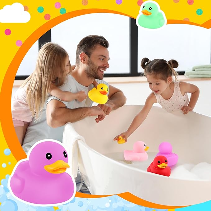 Lenwen 6 Pcs 5 Inch Rubber Ducks No Hole Waterproof Multicolor Large Duck Bath Toy with Sealed Plug Without Hole Bathtub Floating Bath Duck for Birthday Party Decoration Gift Swimming Pool