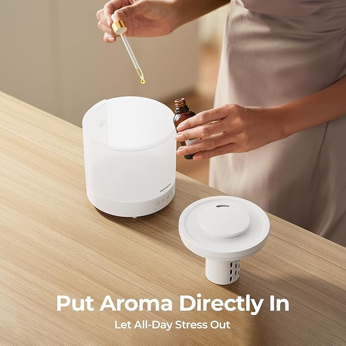 Homvana Small Humidifiers for Bedroom - 2 Packs 1.5L Cool Mist Top Fill Humidifier for Baby Nursery, Essential Oil Diffuser, 3 in 1 for Home Plants Offices and Grow Tents, 7 Color Lights, Ultrasonic