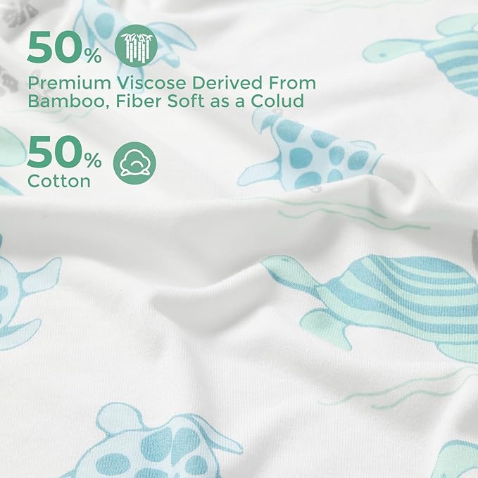 Momcozy Baby Towel with Hooded-Original Design Baby Towel Set -Soft & Absorbent- Shower Gifts or Bath Essential for Infant, Newborn, Toddler, Marine Sea Turtle Shells Magic