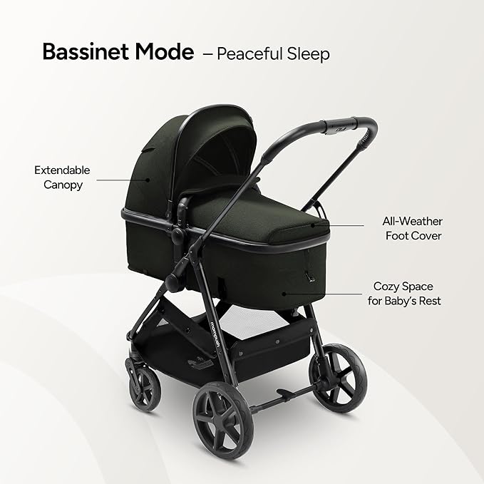 Mompush Wiz 2 in 1 Baby Stroller with Bassinet Mode, Convertible Infant Stroller for Newborn and Toddler with Reversible Seat and Large UPF 50+ Canopy