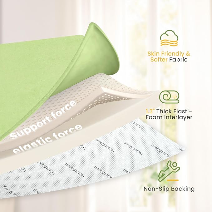 Baby Play Mat for Floor,1.3" Thick Elasti-Foam 50"×50" Playpen Mat for Tummy Time,Water Repellent Soft Coral Velvet for Toddler,Infant,Kids,Non-Slip Backing Safe for Crawling(Light Green)