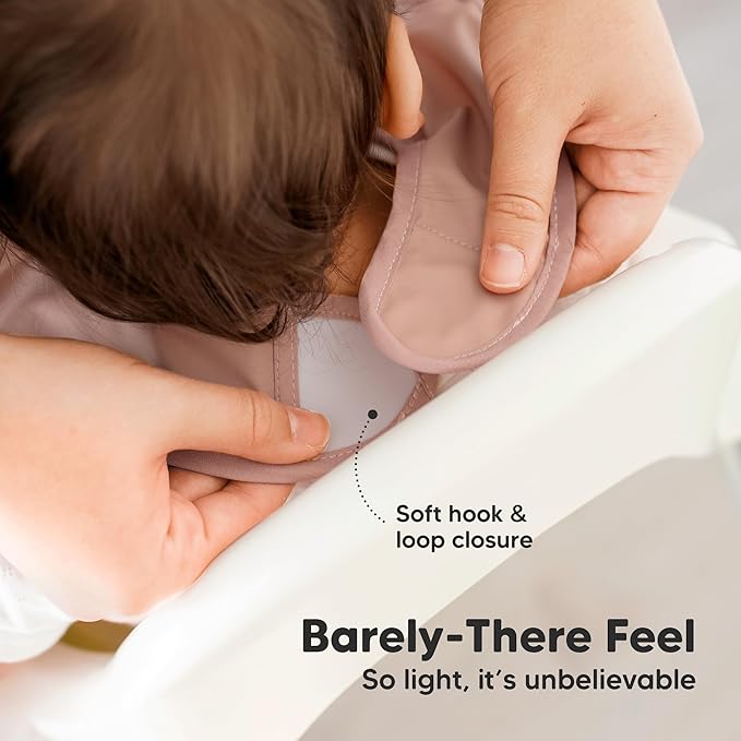 3-Pack Waterproof Baby Bibs for Eating - Lightweight Toddler Feeding Bibs with Large Food Catcher, Mess Proof, Food-Grade Baby Eating Essentials, Easy to Put On & Clean (Fawn)