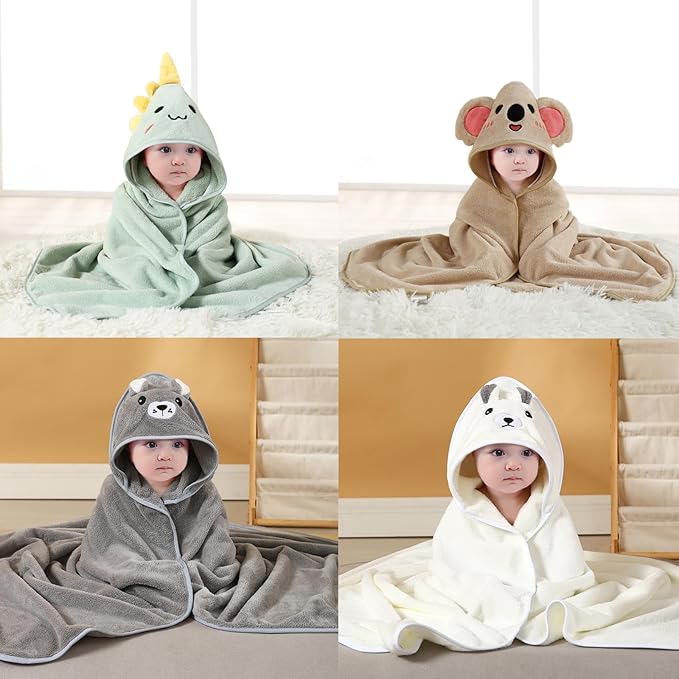Hooded Baby Towels, 4 Packs Premium Soft Baby Bath Towels with Hood for Babies, Toddler, Infant - Ultra Absorbent, Baby Stuff Shower as Best Gifts for Boys and Girls (4Pack)