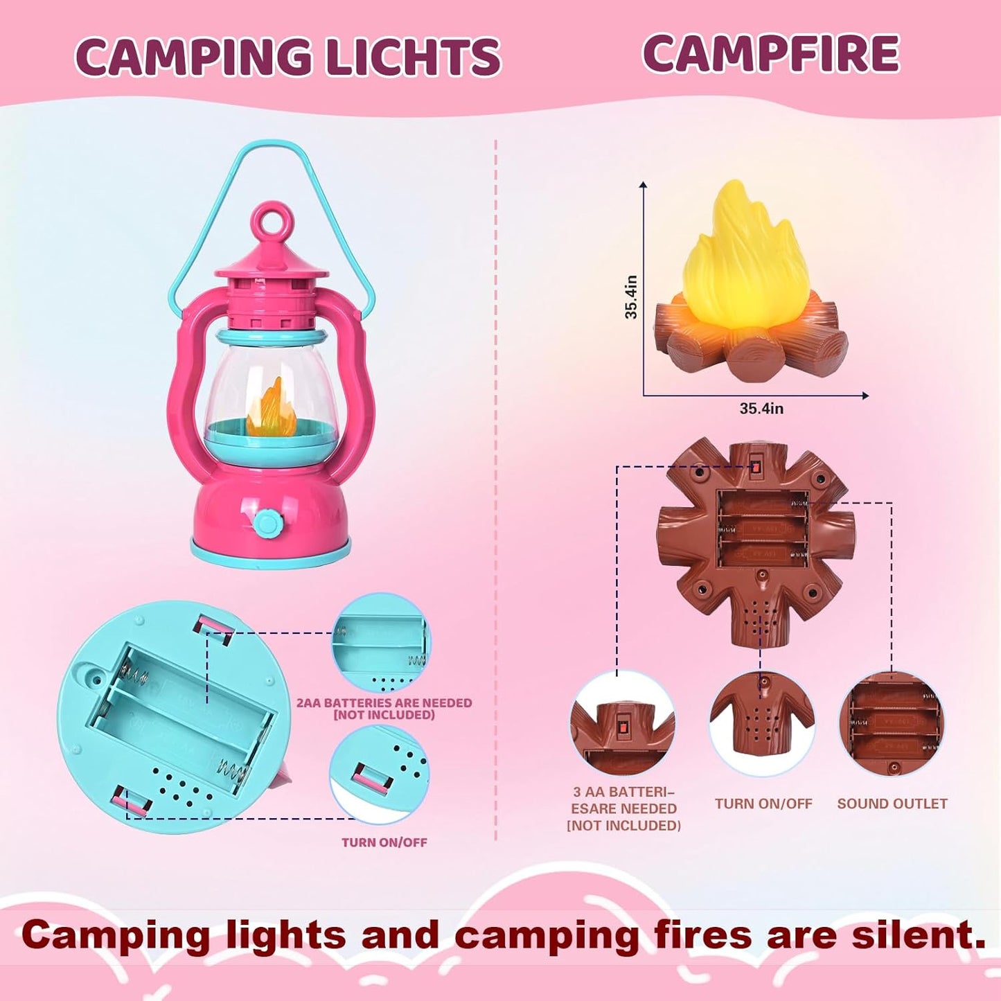 Camping Set Toys with Pop up Tent Pretend Play Indoor Outdoor Camping Playset,Christmas Birthday Gifts for Toddlers Kids Girls 3-5 Years Old