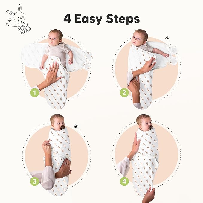 KeaBabies 3-Pack Organic Baby Swaddle Sleep Sacks - Swaddles for Newborns, Infant 0-3 Months, Baby Girls, Boys, Soft & Snug Newborn Sleep Sack, Nursery Swaddling Blankets (The Wild)
