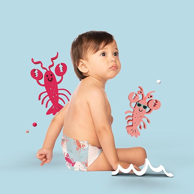 Hello Bello Swim Diapers Large | For 32-40 lbs | Lobster Design | Leak Protection | 17 Count, Pack of 4