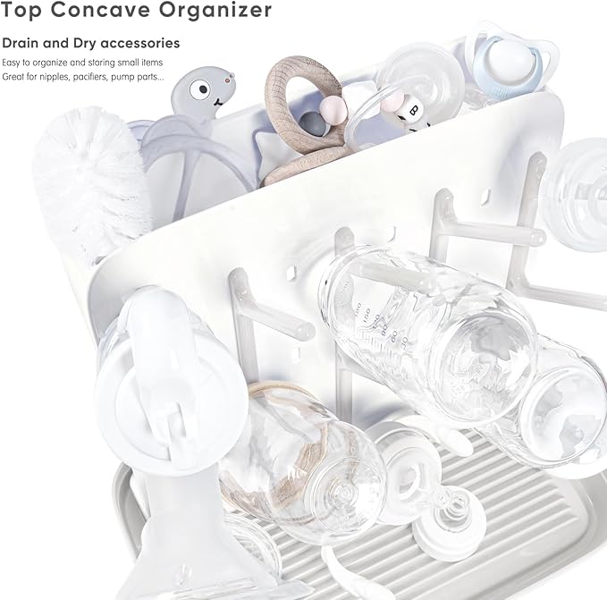 Termichy Baby Bottle Drying Rack: Large Vertical Bottle Dryer Rack Holder - Space Saving Standing Drying Rack for Baby Bottles and Pump Part Cleaning (White)