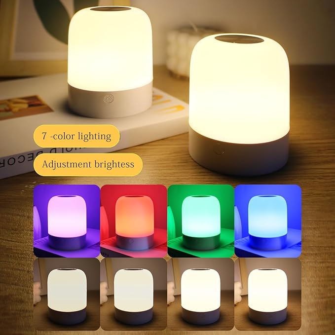 Night Light for Baby Nursery 13 Colors Bedside Touch Sensor Night Lamps for Kids Breastfeeding and Sleep Aid, USB Rechargeable Nursery Lights with Dimmable, Warm Light
