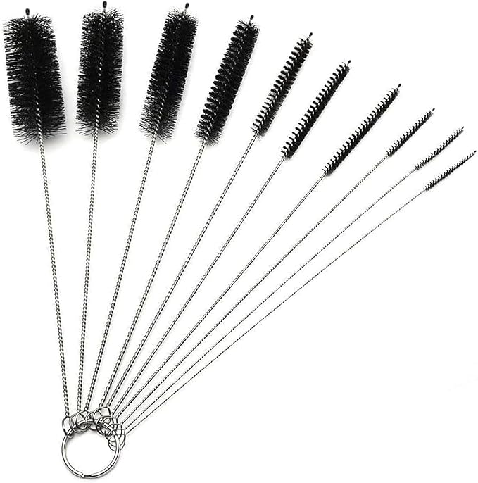 Long Straw Brush, Straw Brush Set 10 Pack, Straw Brush for Tumbler, Sippy Cup, Water Bottle and Hummingbird Feeders.(Black)
