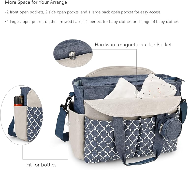Lmbabter Diaper Bag Tote with Changing Station Upgrade Multi-Function Baby Bag with Adjustable Shoulder Strap