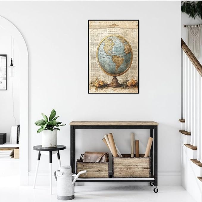 Classic Globe with Detailed World Map and Vintage Documentation, Beautifully Complemented by Decorative Roses，1000 Piece Adults Wooden Jigsaw Puzzle，Ideal for Relaxation and Family Fun