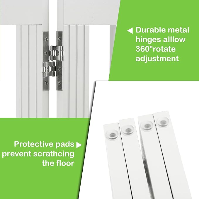 SPIRICH 96" Extra Wide 28" Tall Wooden Freestanding Foldable Dog Gate, Pet Gate Indoor, 4 Panels, White