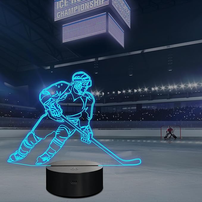 Hockey Gifts, 3D Rangers Hockey Lamp with 16 Color Changing Remote Control and Timer, Perfect Christmas and Birthday Gift for Rangers Hockey Lovers Boys Kids Teens