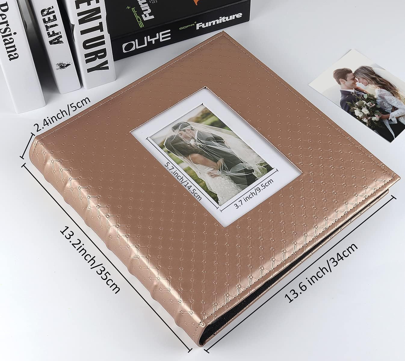RECUTMS 4x6 Photo Album 600 Photos Large Capacity Black Inner Page Button Grain Leather Pockets Family Album Book Horizontal & Vertical Photos (Light Brown)13.6 x 13.2 x 2.2 inches