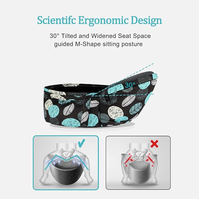 Baby Hip Seat Carrier Baby Waist Stool for Child Infant Toddler with Adjustable Strap Buckle Pocket Soft Inner Huge Storage,Black