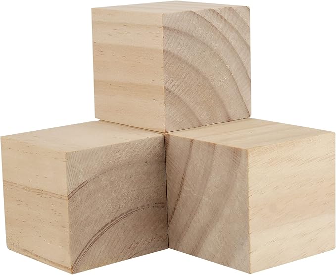 MANCHAP 45 Pack 2 Inch Square Wood Carving block, 5cm Carved Wood Cube, Natural Craft Wooden Unfinished Wood Block for DIY, Crafts, Home Decoration