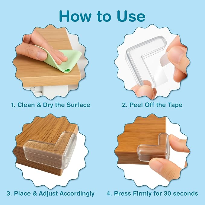 Corner Protector for Baby, Pack of 15 Clear & Transparent Edge Guards for Baby Proofing, Safety Furniture Corner Protectors for Furniture to Prevent Injuries (L Shaped)